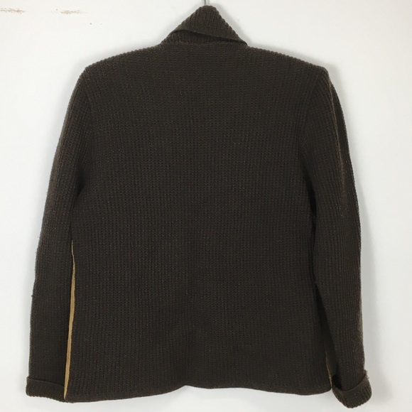 Vintage 1970s Wool Suede Cardigan brown tan - Picture 6 of 16